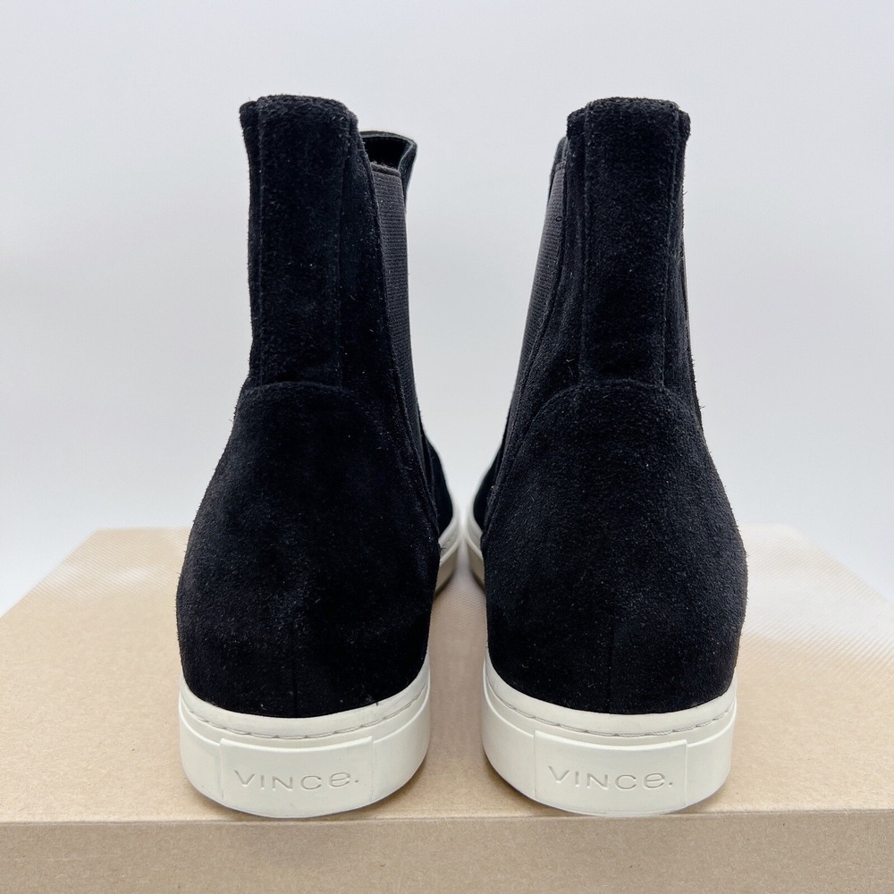 Vince Nira Ankle Chelsea Boots Bootie Sneaker Black Suede Water Repellent US 9.5 - Picture 8 of 13